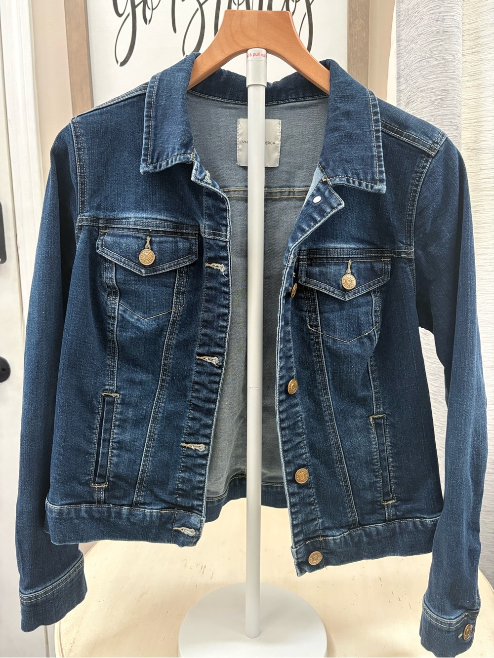 Vintage America Outfitters Stretch Dark Blue Denim Jacket M Medium Urban